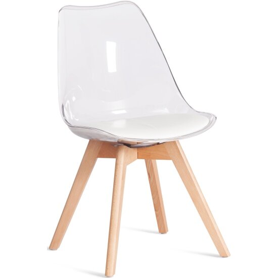 Стул Tetchair TULIP (mod. 73-1) / 1 шт. в упаковке дерево/пластик/экокожа, 47,5x55x80 см, Прозрачный (Transparent)