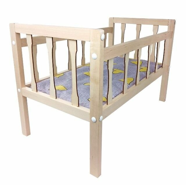 Игрушечная кроватка с матрасом для куклы, деревянная мебель для кукольного домика, сюжетно-ролевая игра для девочек, длина - 53 см