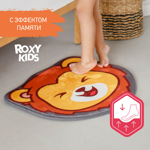 Антискользящий коврик Лев для ванной c эффектом памяти плюшевый от ROXY-KIDS, 50x60 см коврики для купания roxy kids плюшевый c эффектом памяти мишка 60x50 см