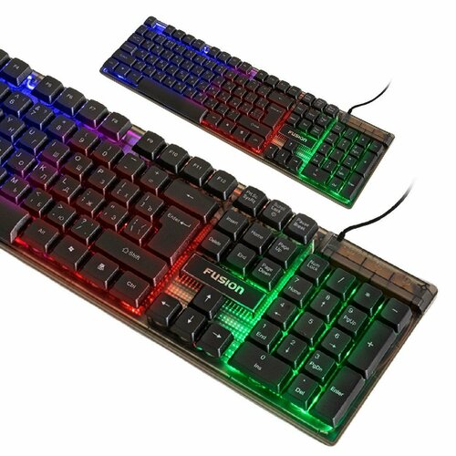 Клавиатура игровая FUSION GK-681 мембранная проводная с подсветкой функция Anti-ghost 104 клавиши 148700₽