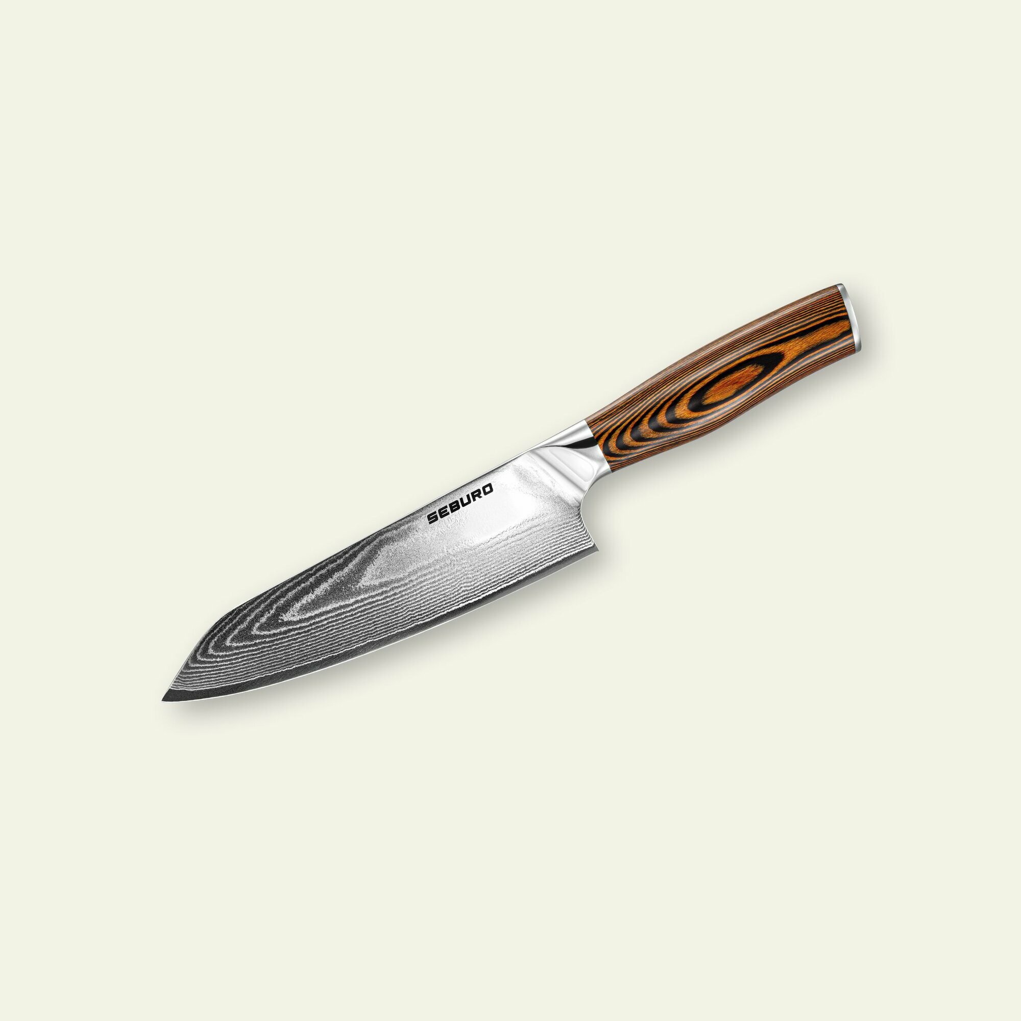 Нож кухонный профессиональный Seburo SUBAJA Damascus Кирицуке, клинок с острием 18 см