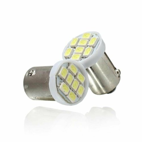 Лампа светодиодная ORION 12V T4W BA9S 8 светодиодов диод 1206 LED габаритные огни панель приборов 2шт 249₽