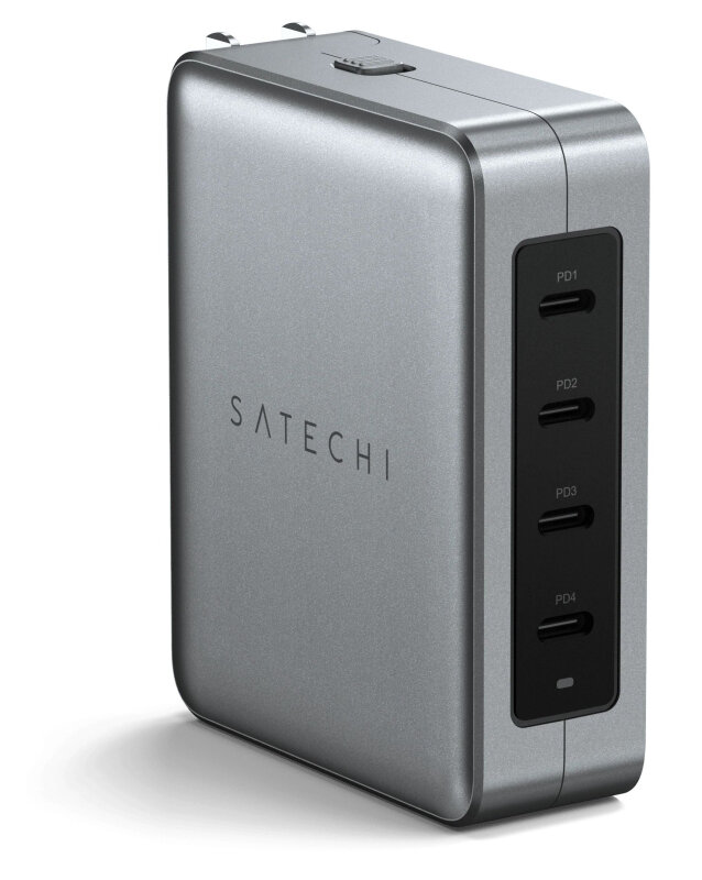 Сетевое зарядное устройство Satechi 145W USB-C 4-Port GAN Travel Charger (Серый космос)