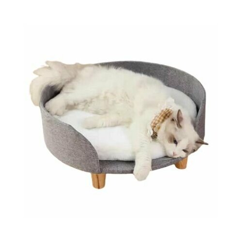 ЗОО Няня 10393 Пуф для кошек круглый, светло-серый 45*45*26,5см 30%