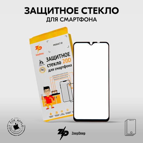 Защитное стекло (поклейка на экран) 20D для Xiaomi Redmi 9, черное Full Glue ZeepDeep 20D, Redmi 9 защитное стекло поклейка на экран 20d для huawei черное full glue zeepdeep 20d