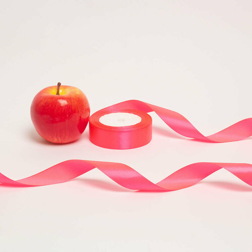 Лента атласная розовая 25мм х 22м - 1шт.
