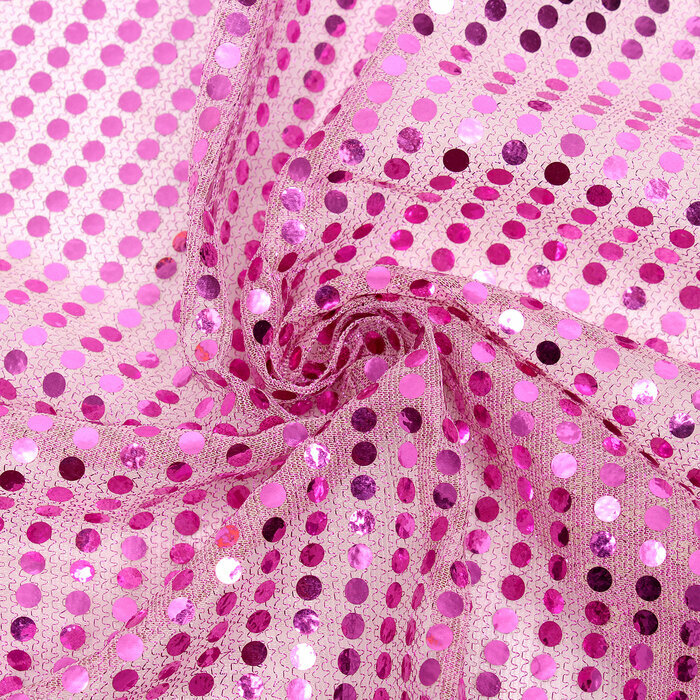 Отрез для рукоделия, сетка с пайетками, цвет розовый, 47,5 x 50 см