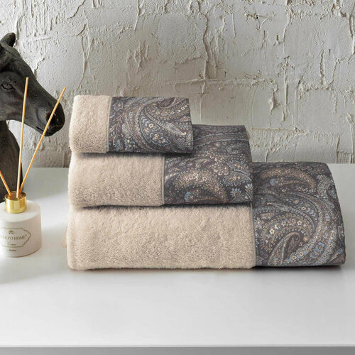 Tivolyo home Набор из 3 полотенец Elora цвет горчичный 32х50 см 50х100 см 75х150 см 7555₽