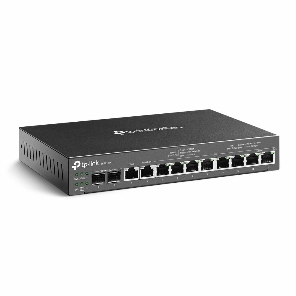 TP-LINK Маршрутизатор TP-LINK ER7212PC Гигабитный VPN-маршрутизатор Omada с портами PoE+ и контроллером ER7212PC