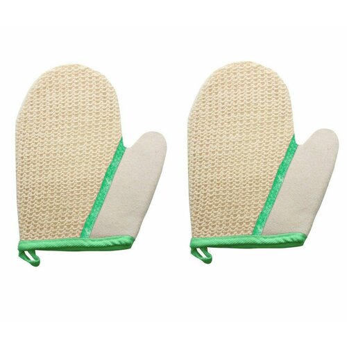 Союзпар Мочалка-рукавица натуральная сизаль, хлопок, Коллекция Герои, 2 штуки