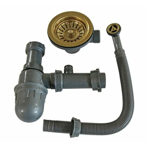 Сифон с выпуском и переливом для мойки бронзовый ZORG W 1 BRONZE 2950₽