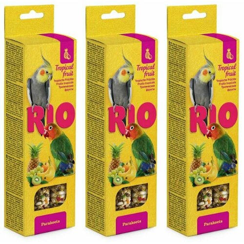 RIO Лакомство для средних попугаев Палочкис тропическими фруктами, 2х75 г, 3 уп