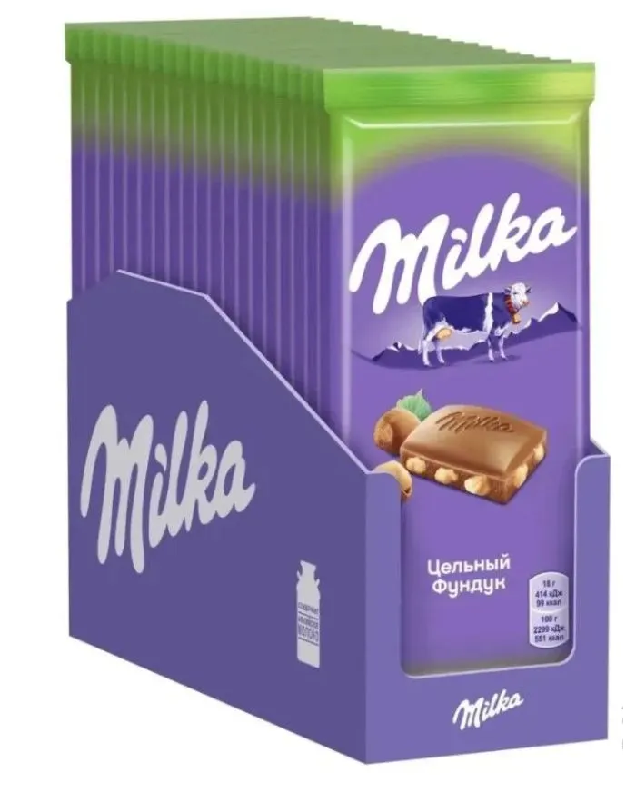 Milka молочный шоколад Милка цельный Фундук, 19 шт по 85 г