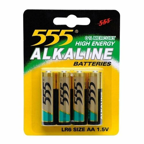 Батарейки 555 AA, 4 шт, LR6, алкалиновые