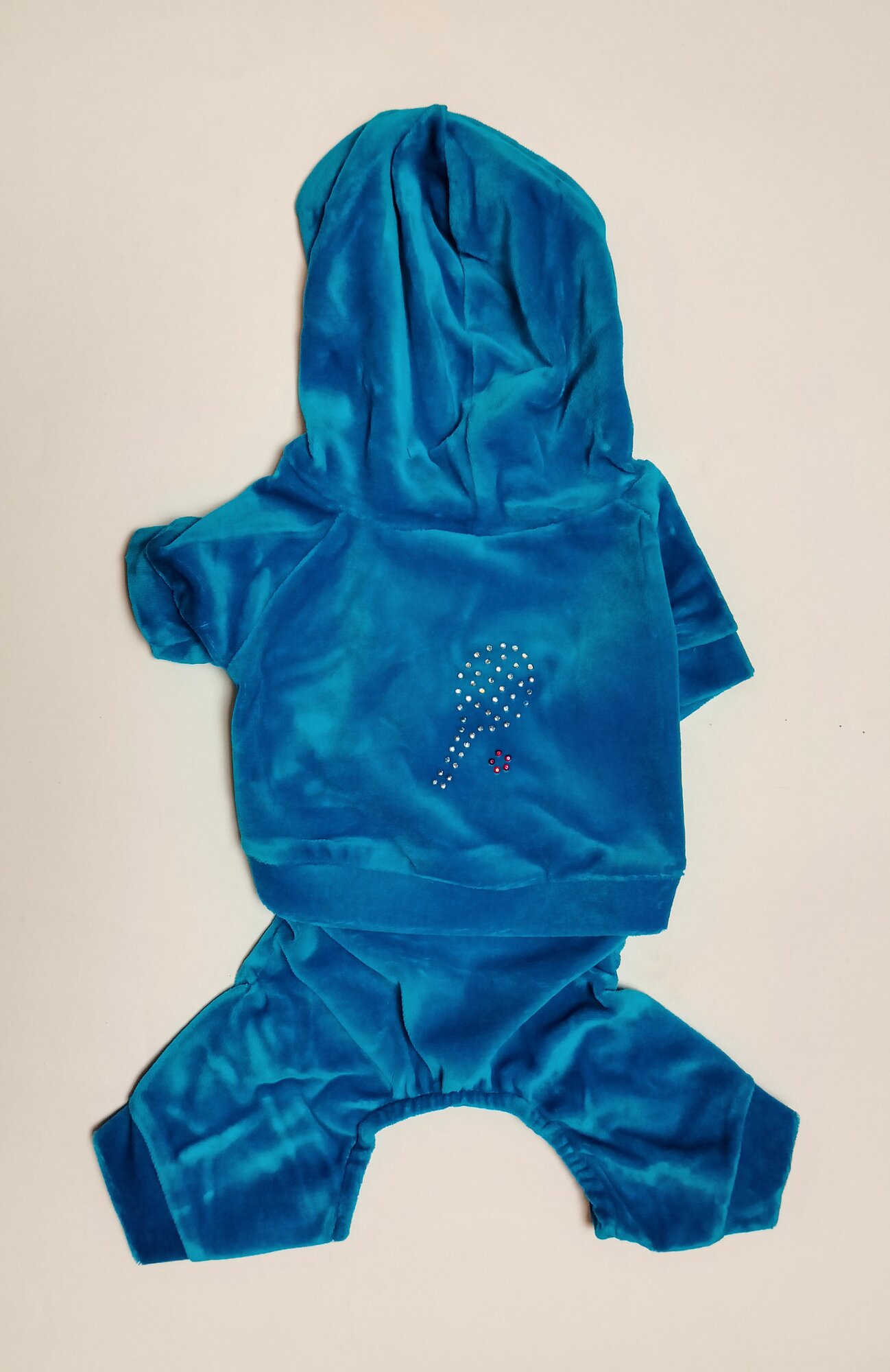 Спортивный костюм №1 для мелких пород, цвет голубой с рисунком "Ракетка"