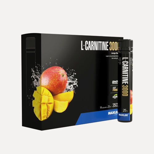 Изображение товара Л-карнитин жидкий Maxler, 3000 мг на порцию, 14 туб по 25 мл - Манго