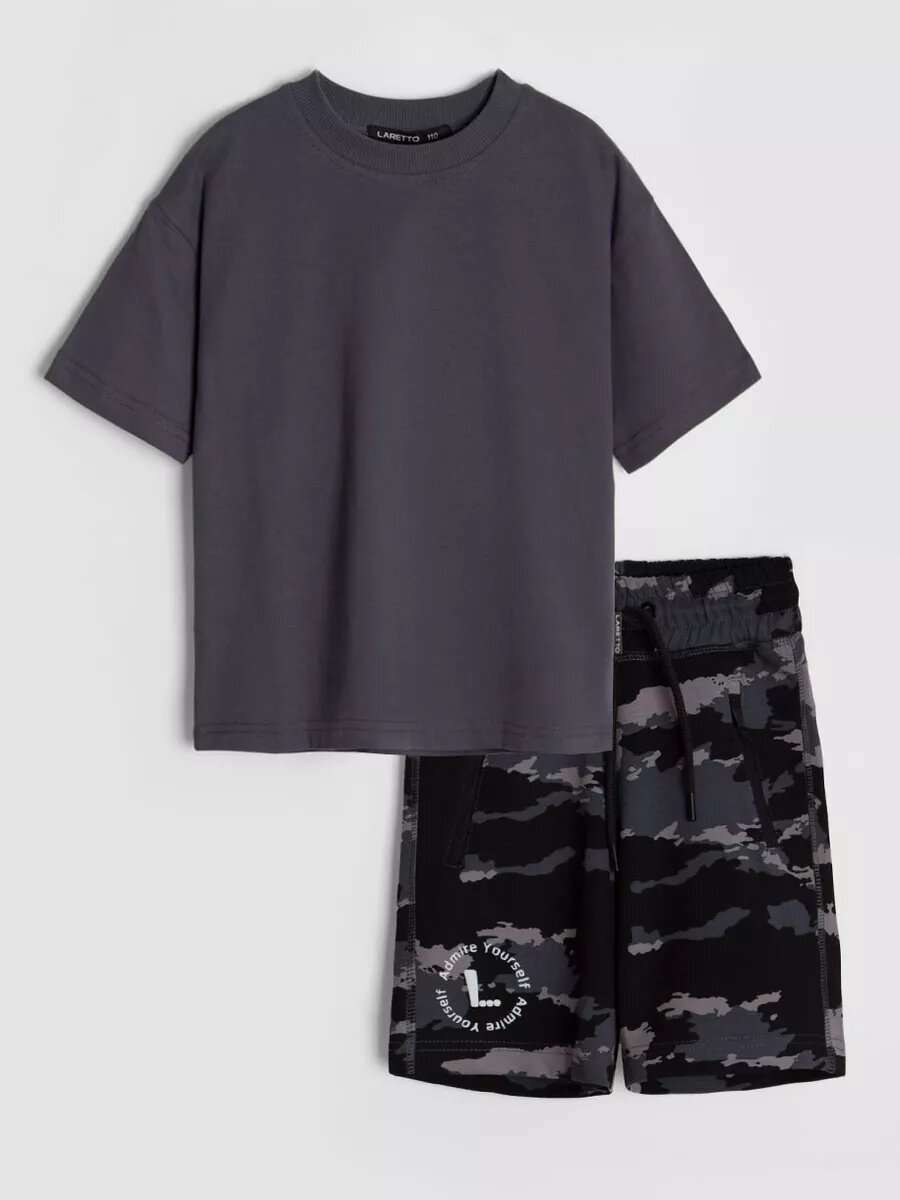 Комплект одежды LARETTO, размер 110, серый/черный — фото 1