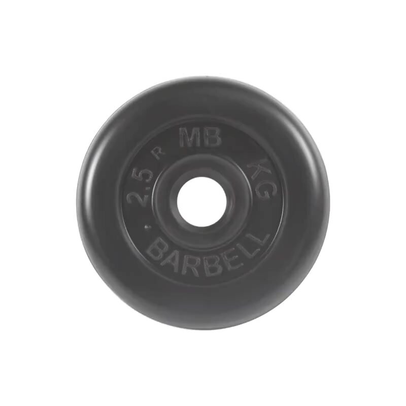 Диск(блин) обрезиненный для штанги и гантелей MB Barbell диаметр 26 мм 2,5 кг черный — фото 1