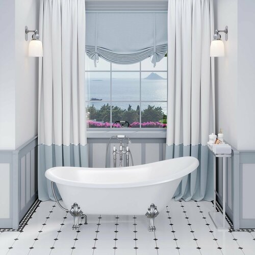 Ванна отдельностоящая EDELWEISS 170 х 80 см с серебряными ножками из литьевого мрамора, Aqua de Marco