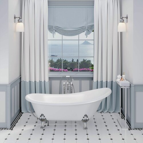 Изображение товара Отдельностоящая ванна Aqua de Marco EDELWEISS 170х80 , литьевой мрамор, белая, с серебряными ножками