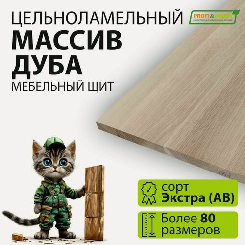 Изображение товара Мебельный щит дуб 1100х200 Экстра (АВ) цельноламельный, Profi&Hobby