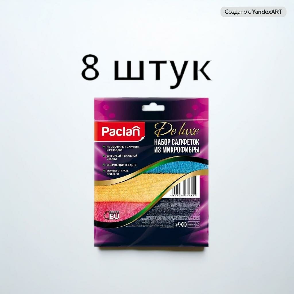Салфетки хозяйственные 8 штук микрофибра 30x30 см 240 г кв  м микрофибра набор