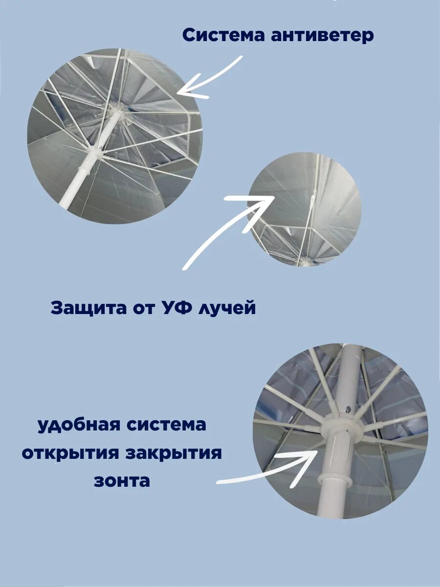 Зонт пляжный большой от солнца с наклоном 2м — фото 1