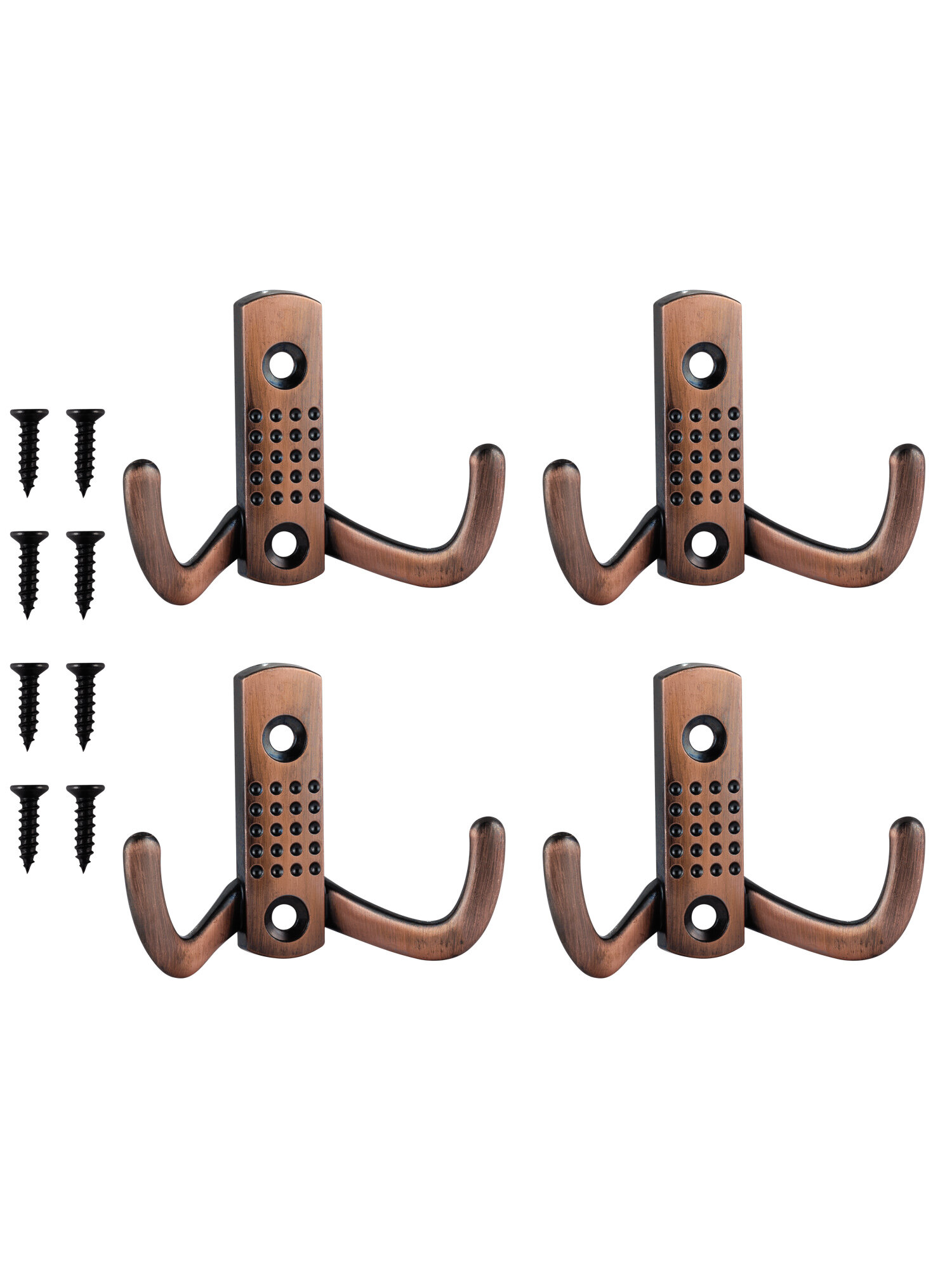 Двойной мебельный медный крючок 47 х 70 мм – 4 шт — надежный держатель для одежды аксессуаров и принадлежностей