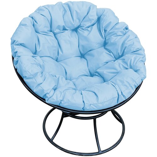 Кресло садовое M-Group папасан чёрное, голубая подушка