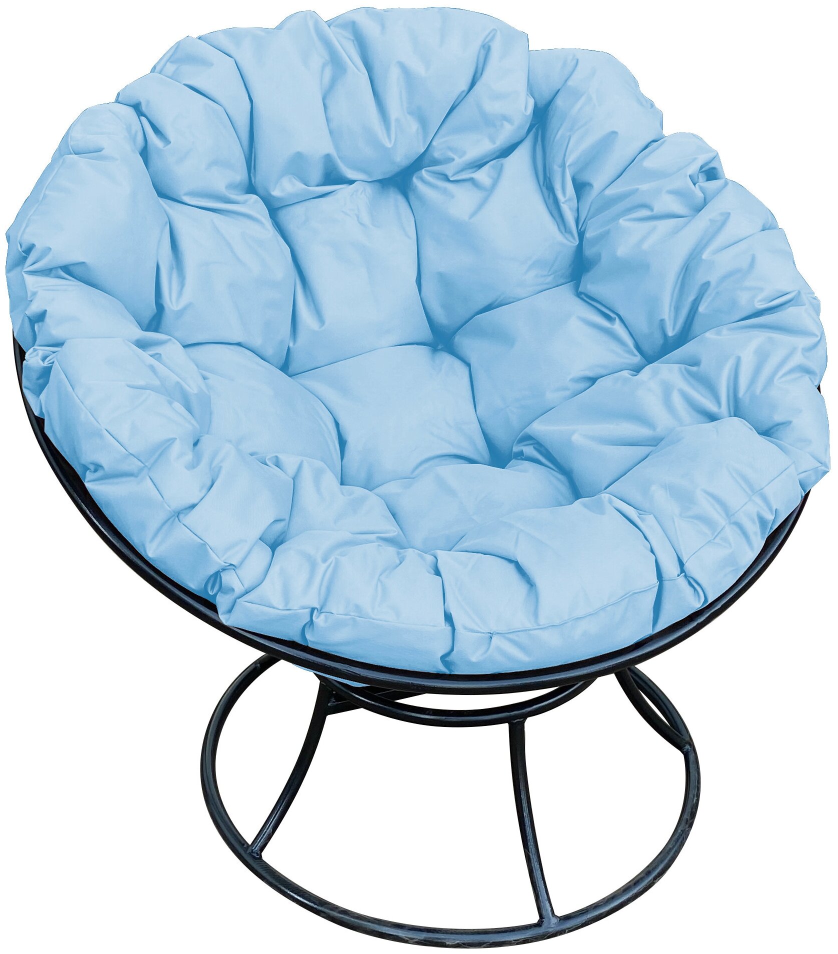 Кресло m-group папасан чёрное, голубая подушка - фотография № 1