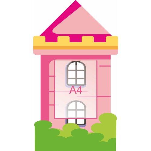 Фигурный стенд меню "Замок" 45х80см розовый с карманом А4 для детского сада