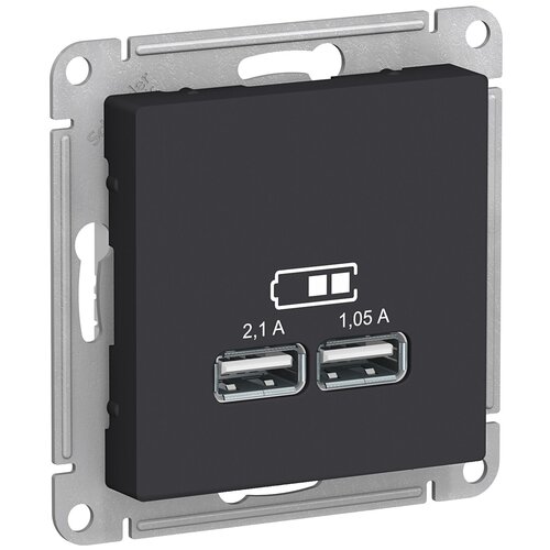 Розетка AtlasDesign USB 5В/2100 мА, 2х5В/1050 мА (карбон)