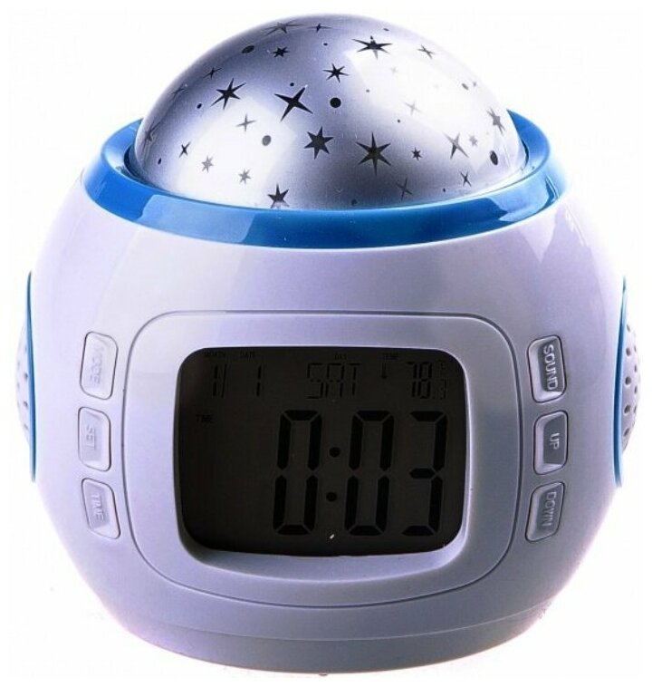 Музыкальные часы будильник электронный с проектором звездного неба VITtovar