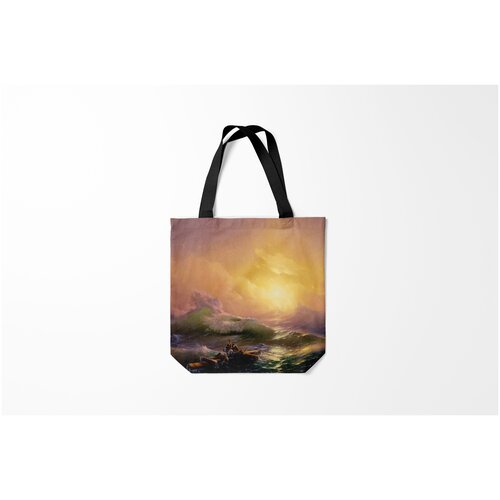 фото Сумка-шоппер / 40х40 см / популярные иллюстрации / природа шторм в море девятый вал burnettie