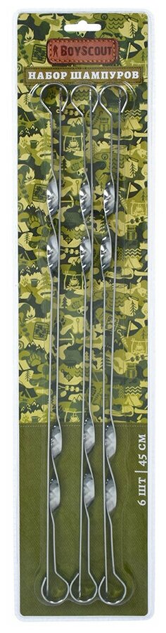 Набор плоских шампуров 45 см 6 штук в блистере BOYSCOUT, Арт.61326 - фотография № 2