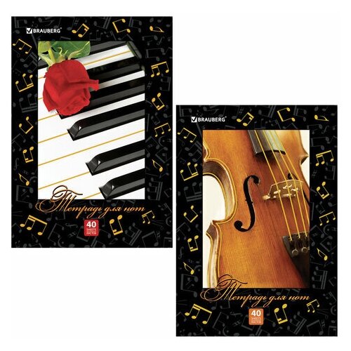 Комплектация 3 шт. Тетрадь для нот А4, 40 л., B-B, обложка мелованный картон, вертикальная, 2 вида, 125418