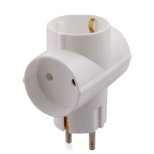 Тройник VIKEY с одной заземляющей группой белый