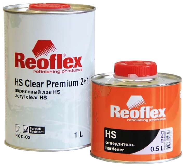 Лак акриловый Reoflex HS 2+1 Clear Premium 1 л. с отвердителем 0,5 л.