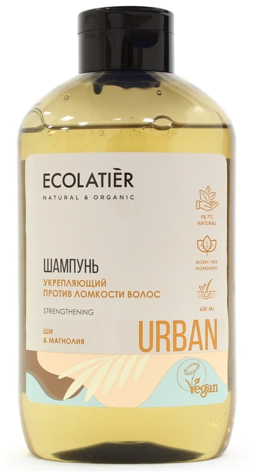 ECOLATIER шампунь Укрепляющий против ломкости волос Urban Ши & магнолия, 600 мл