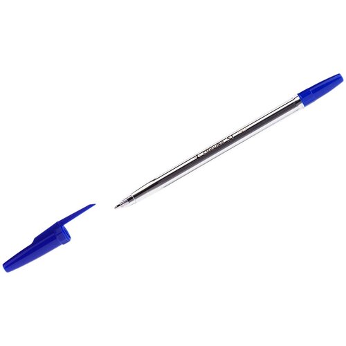 Комплект 50 шт, Ручка шариковая Corvina 51 Classic синяя, 1.0мм, прозрачный корпус