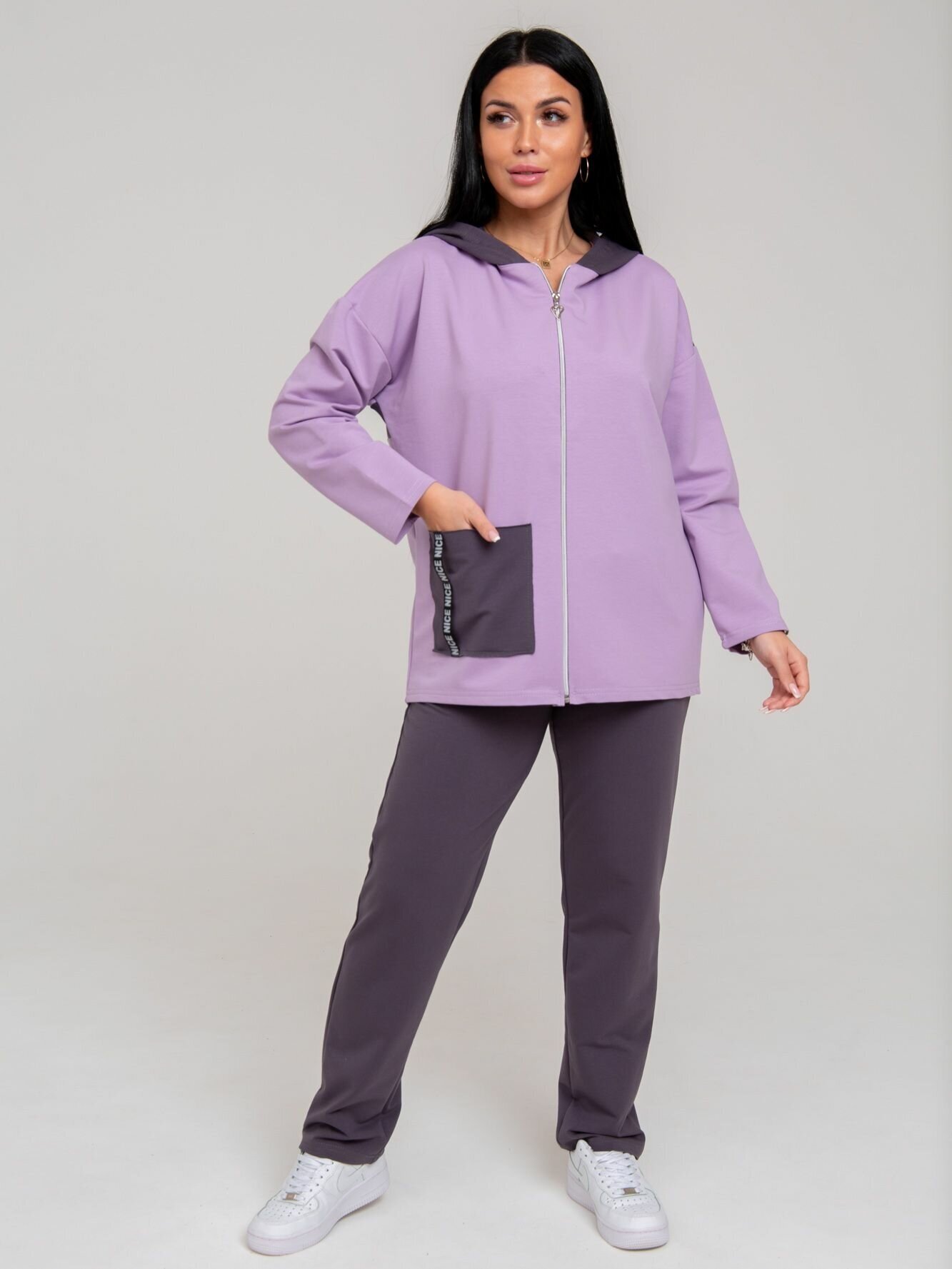 Костюм Dianida, худи и брюки, силуэт свободный, размер 62, фиолетовый - фотография № 7