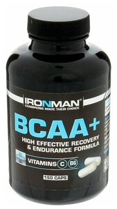 Фото Аминокислоты Ironman ВСАА+, спортивное питание, 150 капсул./В упаковке шт: 1