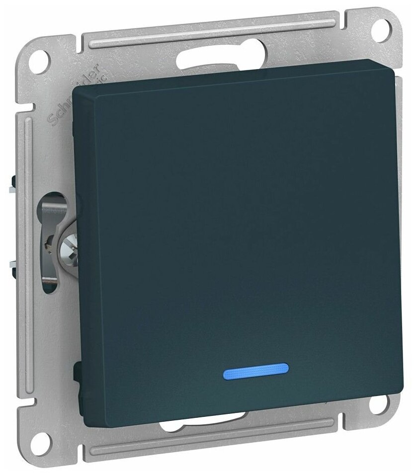AtlasDesign ATN000813 Выключатель одноклавишный (10 А, под рамку, подсветка, скрытая установка, изумруд) Schneider Electric - фото №1