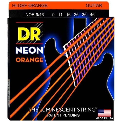 Струны для 6-ти струнной электрогитары DR String NOE-9/46 neon orange комплект струн для электрогитары никелированные с покрытием 9 42 dr noe 9