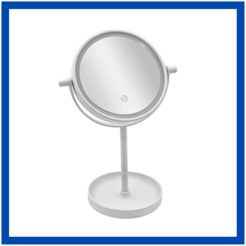 Купить Зеркало косметическое с подсветкой / Зеркало настольное с подставкой / Зеркало для макияжа, Swee decor, белый/серебристый/серый