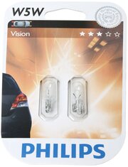 Лампа 12V W5W T10W W2.1x9.5d бесцокольная блистер (2шт.) PHILIPS 12961B2