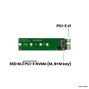 Фото Адаптер-переходник (плата расширения) для установки SSD M.2 2230-2280 PCI-E NVMe (M, B+M key) в слот PCI-E 3.0 x1, NHFK N-M202