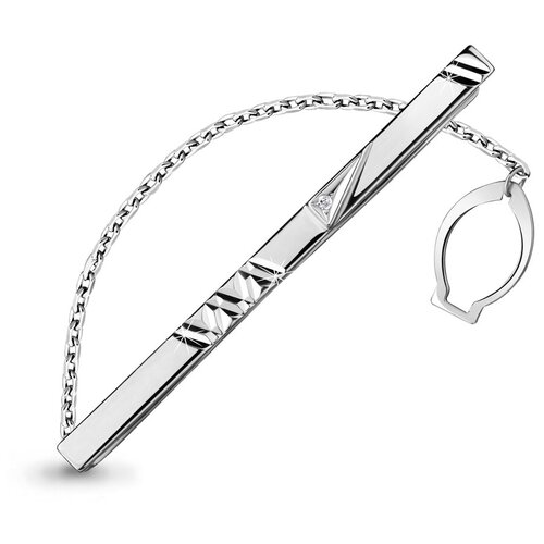 фото Серебряный зажим для галстука aquamarine а70415 с фианитом diamant-online