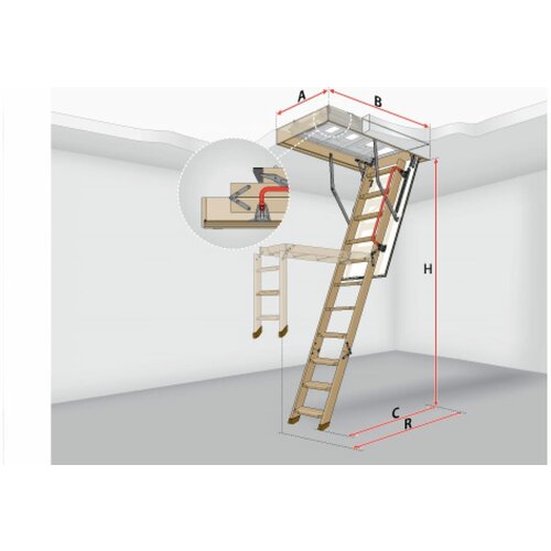 Чердачная лестница FAKRO термо LTK 60х120 см, высота 280 см 66501
