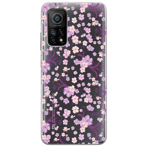 фото Ультратонкий силиконовый чехол-накладка clearview 3d для xiaomi mi 10t с принтом "lilac flowers" gosso